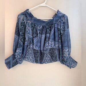 American Eagle Outfitters Blue Patchwork Blouse